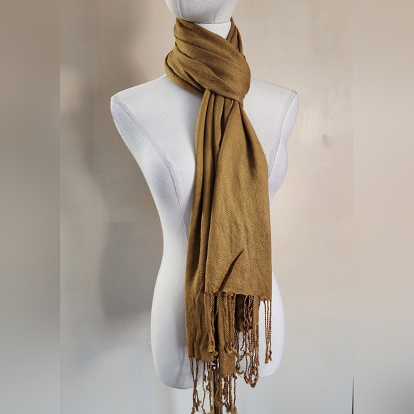 Mustard Yellow Fringe Scarf - Picture 2 of 6